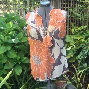 Tabitha Silk Floral Ruffle Shirt